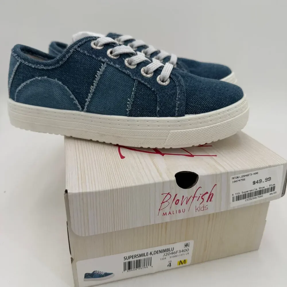Blowfish Malibu Supersmile-K Girls Denim Oxford Shoes NEW in Box Size 4